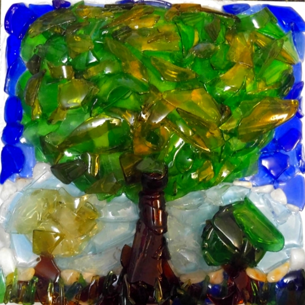 Wall Art Glass Tree Made With Upcycled Glass